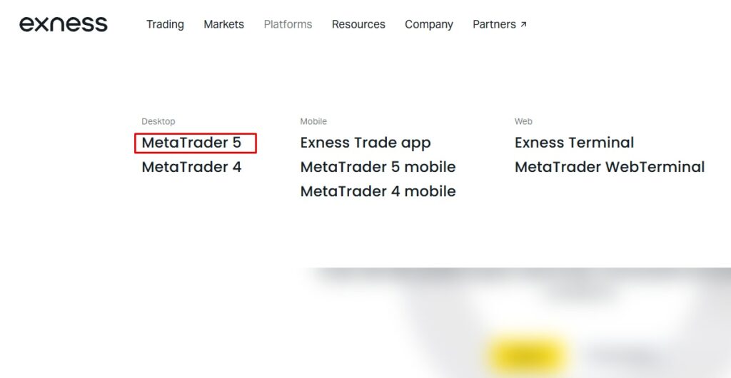 MetaTrader5を選択