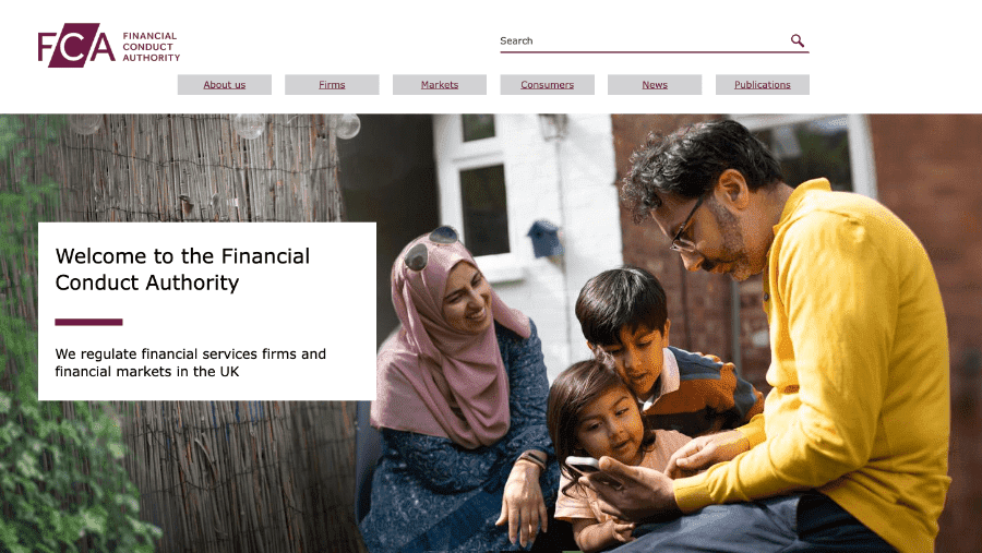 英国金融行動監視機構（FCA）の公式サイト