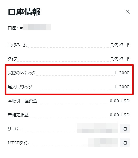 最大レバレッジを確認する