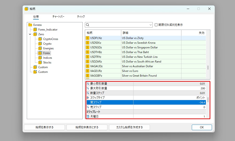 スワップポイントを確認する