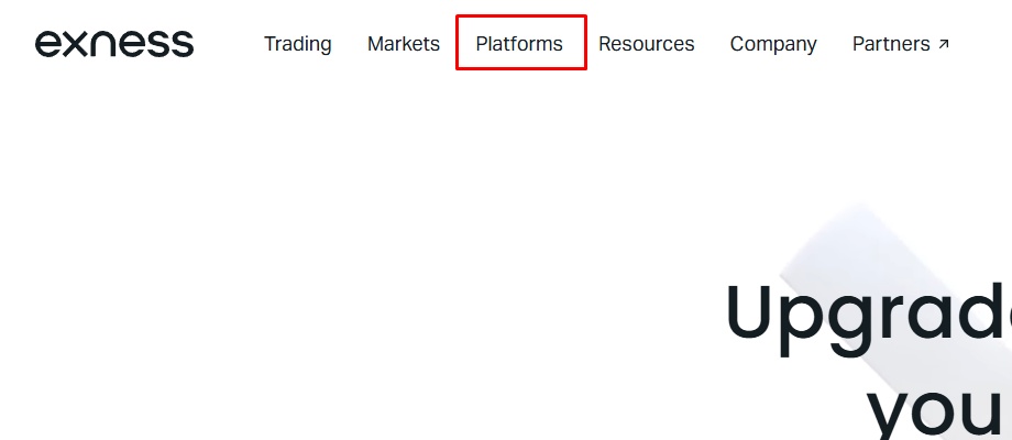 Exnessの公式サイトでプラットフォームを開く