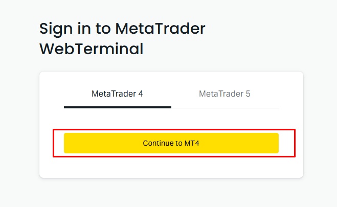 Continue to MT4を選択