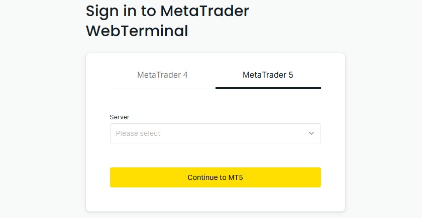 MT5WebTraderの選択画面