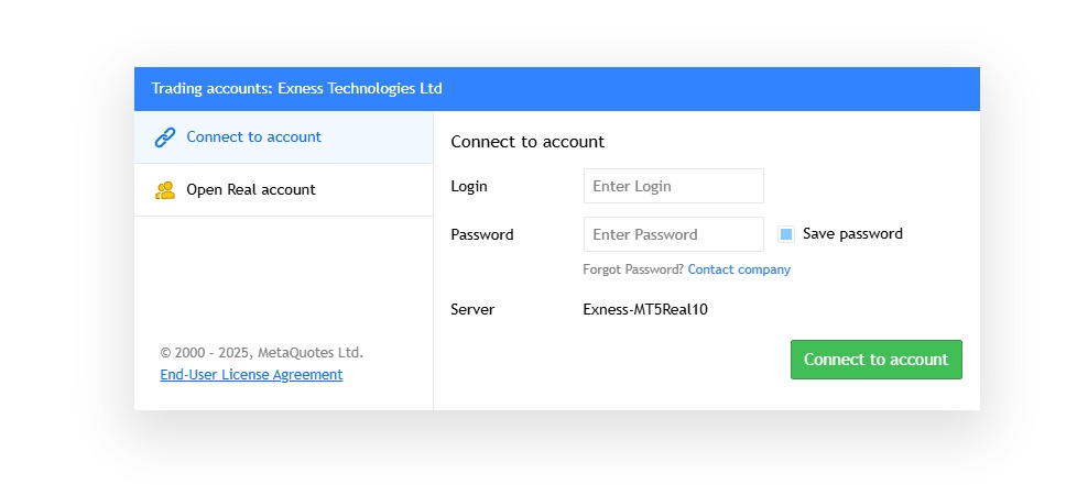 MT5WebTraderのログイン画面