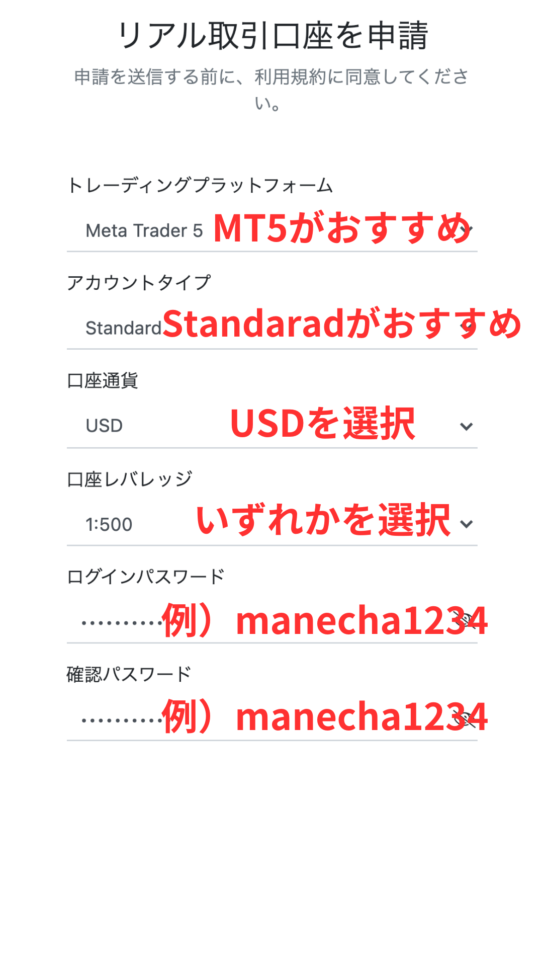 GTC 口座開設 取引口座の種別とログインパスワードを設定