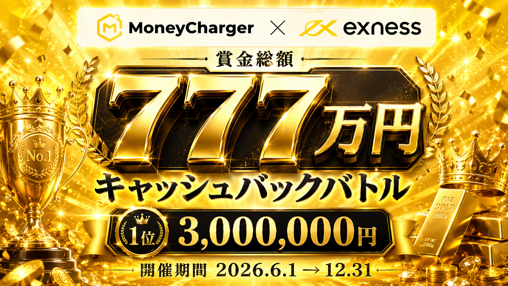 【Exness ×マネチャ】賞金総額777万円 キャッシュバックバトル2026
