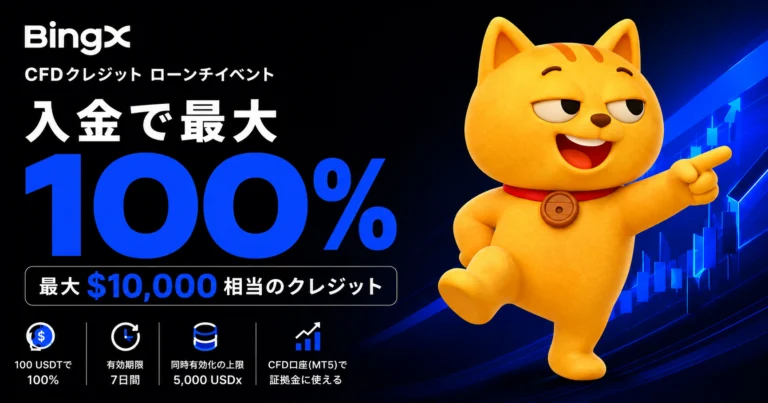 BingX CFDクレジット ローンチイベント｜ 入金で最大100%・最大$10,000相当のクレジット